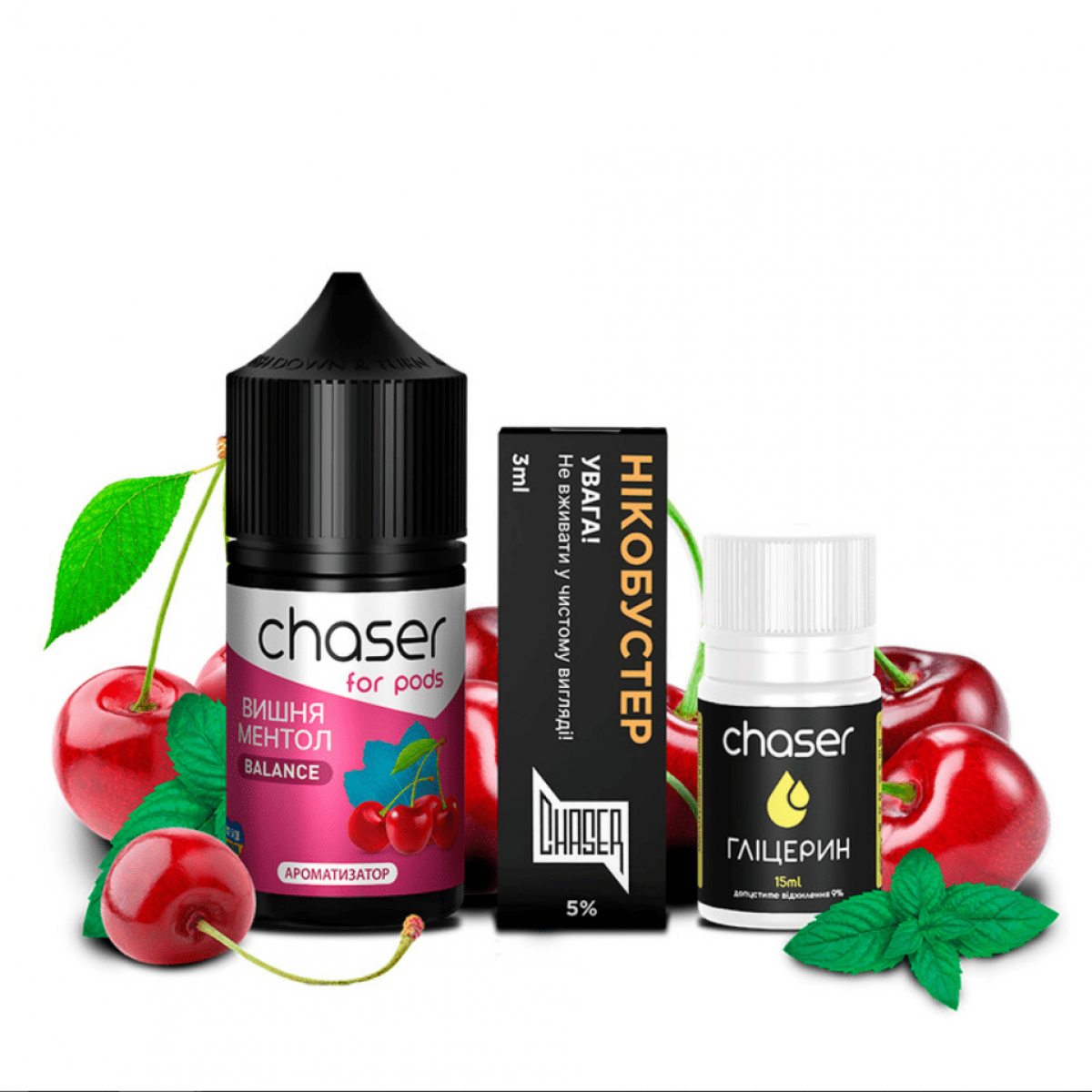 Набор Chaser For Pods Balance Salt 30мл (Вишня Ментол)